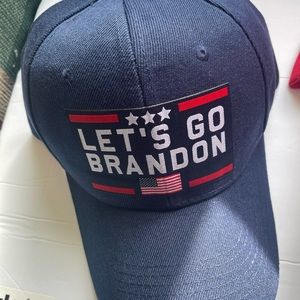 Blue LETS GO BRANDON HAT. Velcro adjustable band